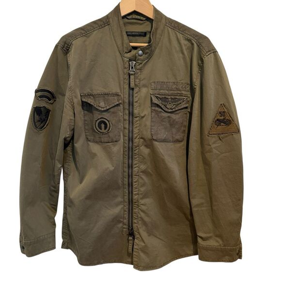 John Varvatos USA Army Green Full Zip Bomber Jacket Size M